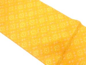 アンティーク 斜め格子に菱・花模様織り出し全通袋帯(着用可)